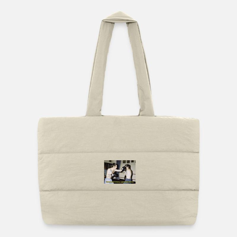 Boxing match with a moral message Puffer Shopping Bag
