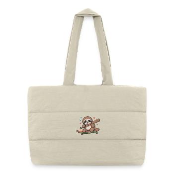 Paresseux sur les coeurs de planche de surf - Sac shopping matelassé - blanc naturel - Devant