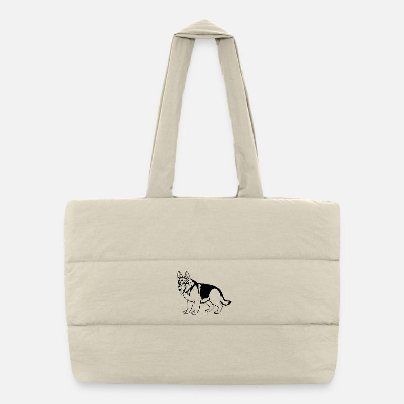 German Shepherd Dog Puffer Shopping Bag
