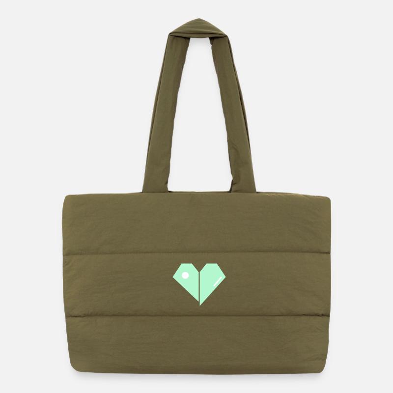 Mint Heart Split Minimaliste Sac shopping matelassé
