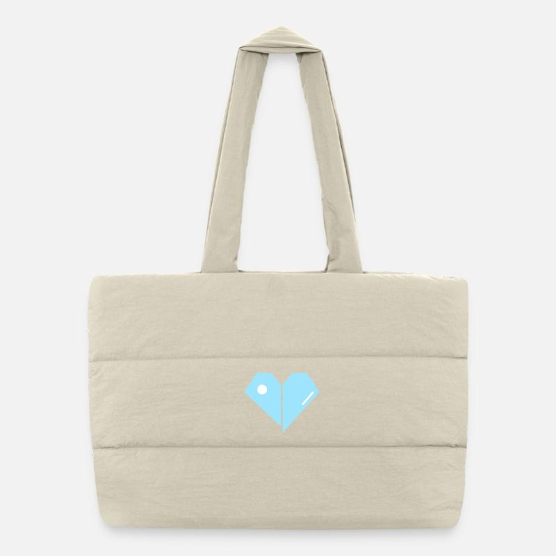 Geometric Blue Heart Puffer Shopping Bag