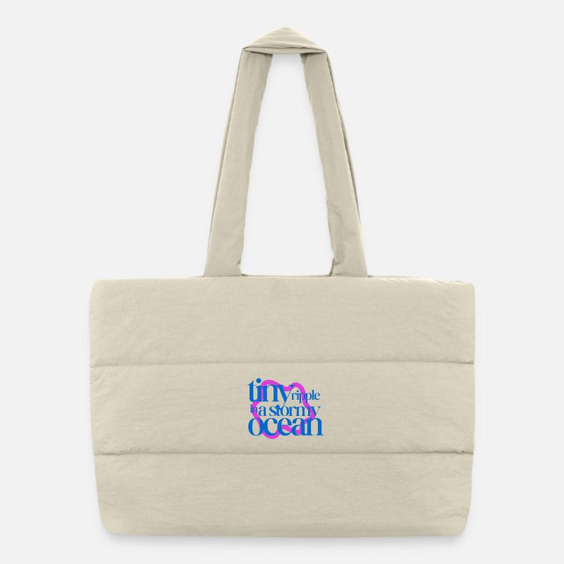 Tiny ripple in a stormy ocean (pink background) Puffer Shopping Bag