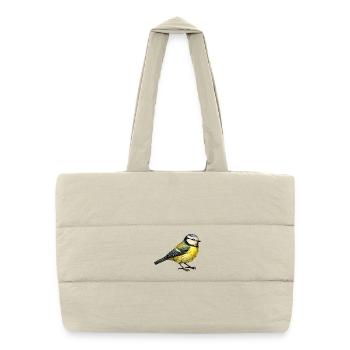 Blaumeise Illustration – Kleiner Vogel Naturmotiv - Puffer-Einkaufstasche - Naturweiß - Vorne