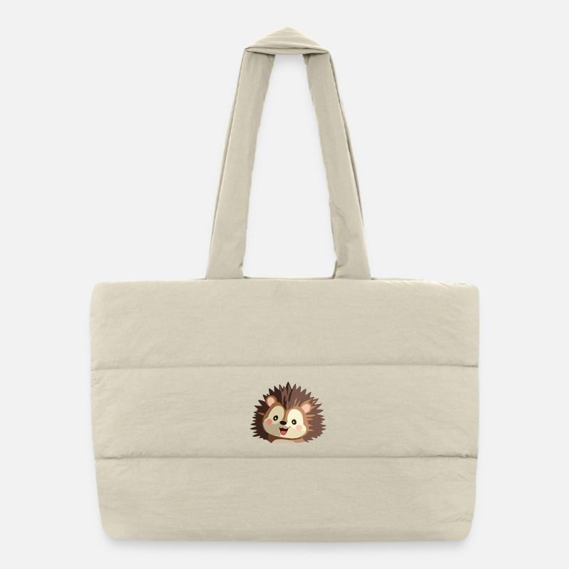 Illustration d'un hérisson câlin - Sac shopping matelassé - blanc naturel