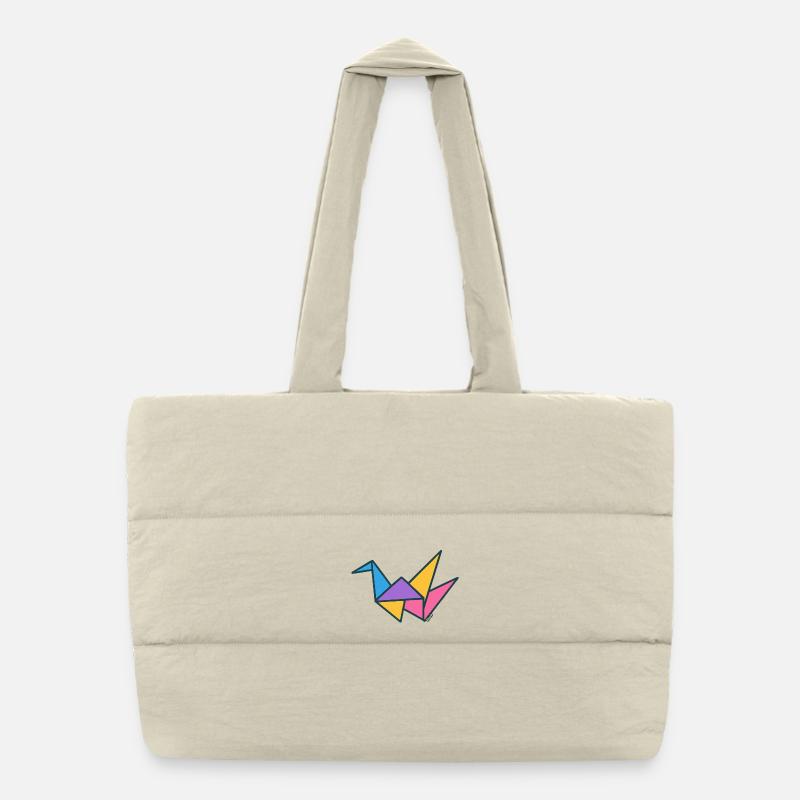 Grue origami colorée Sac shopping matelassé