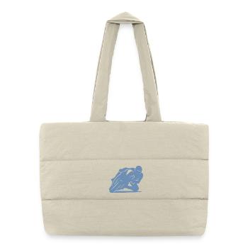 Silhouette minimaliste de moto de course - Sac shopping matelassé - blanc naturel - Devant