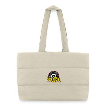 Graphique de disque vinyle Scratch DJ - Sac shopping matelassé - blanc naturel - Devant