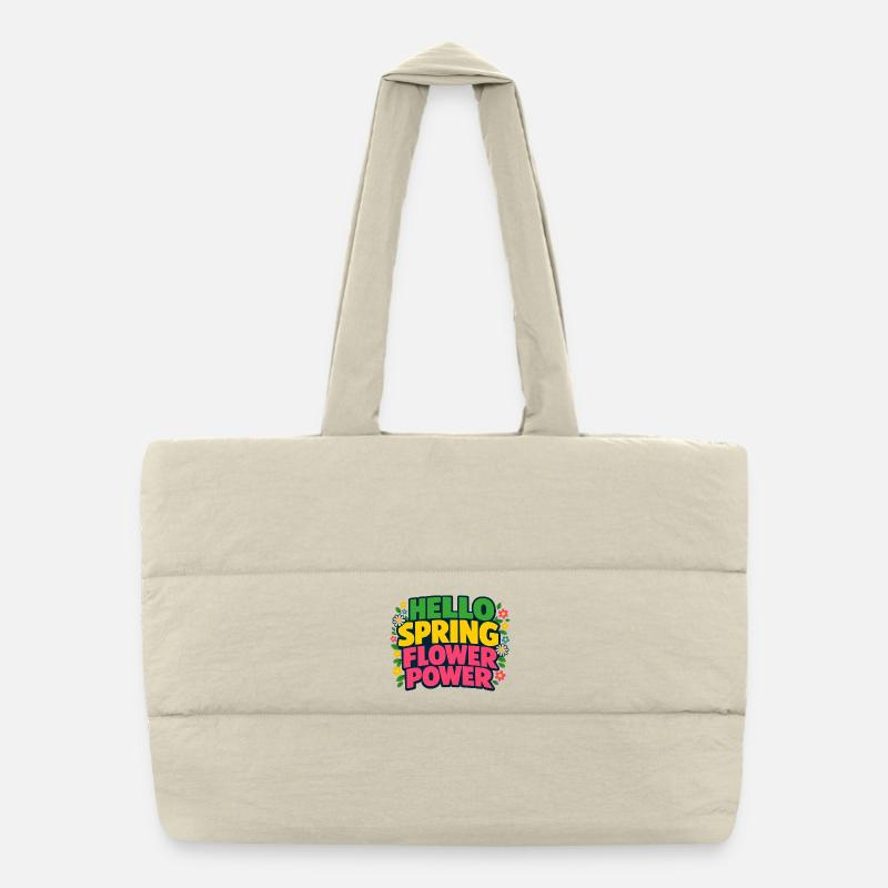 Bonjour Printemps Flower Power Dicton du printemps Sac shopping matelassé