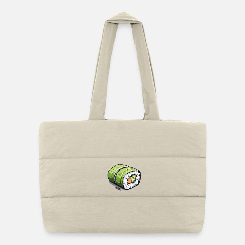Emerald Green Sushi Roll Puffer Shopping Bag