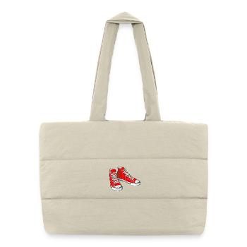 Rote Turnschuhe - Gesteppte Shopping Bag - Naturweiß - Vorne