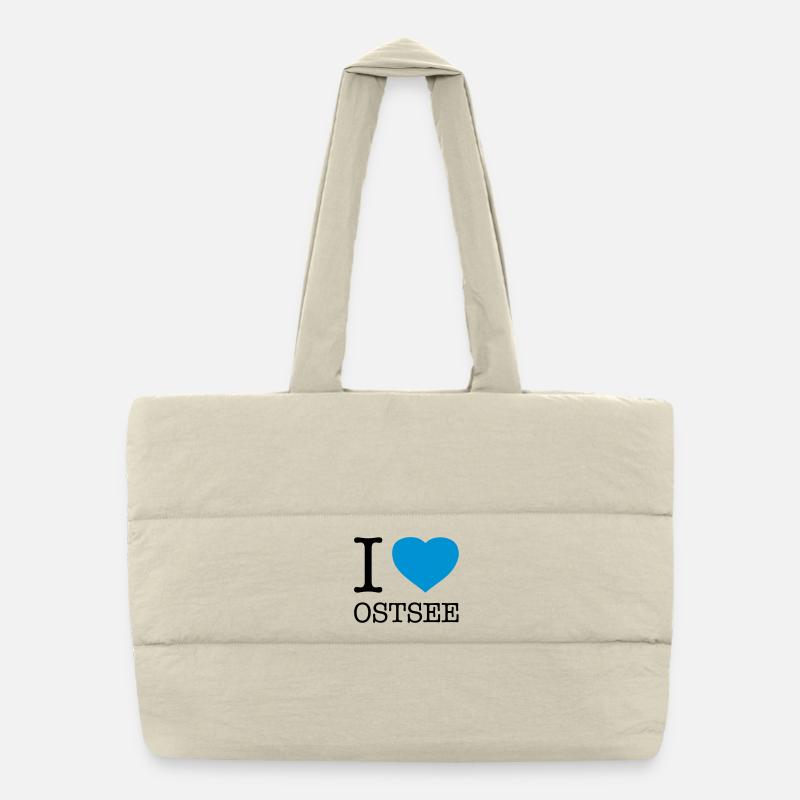 I LOVE OSTSEE - Puffer-Einkaufstasche - Naturweiß