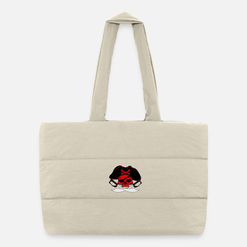 Roter Pirat Puffer-Einkaufstasche