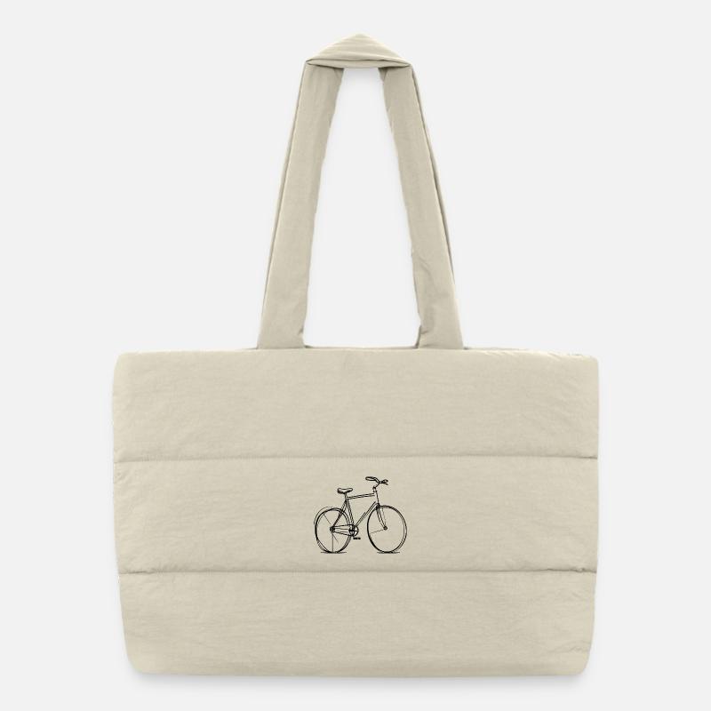 Fahrrad Strichzeichnung - Puffer-Einkaufstasche - Naturweiß