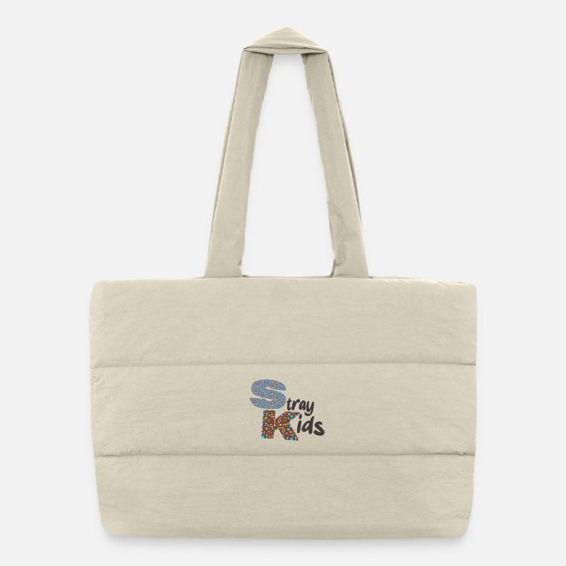 Streunende kinder text  Puffer-Einkaufstasche