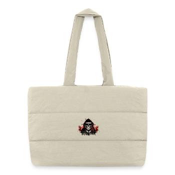 Totenkopf mit Kapuze und rote Rosen - Puffer-Einkaufstasche - Naturweiß - Vorne