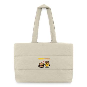 Parfait Couple Burger et frites Design mignon - Sac shopping matelassé - blanc naturel - Devant