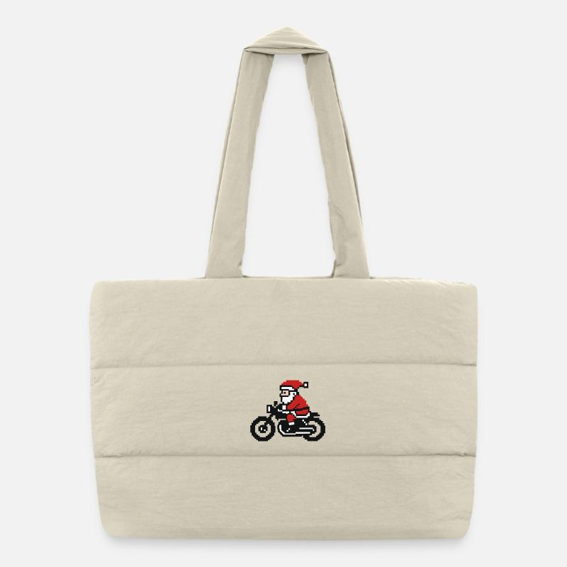 Pull de Noël moche – Père Noël dans le style Retro Pixel Sac shopping matelassé