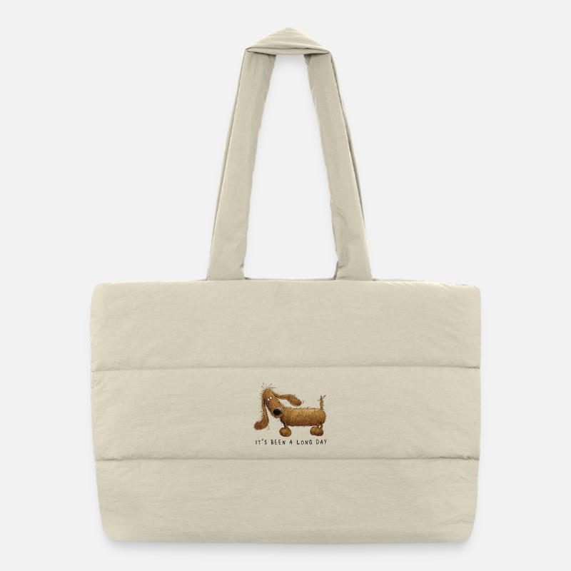 Lustiges Dachshund Dackel Sprüche Geschenk  - Puffer-Einkaufstasche - Naturweiß