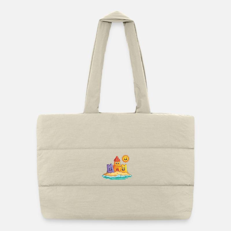 Drôle de château de sable avec le soleil Sac shopping matelassé