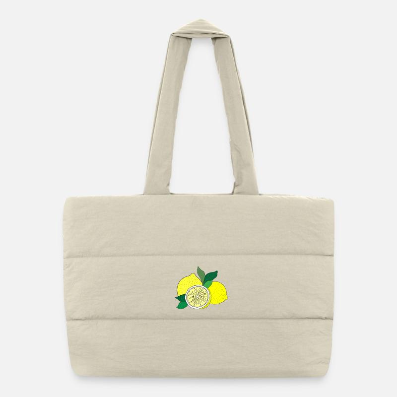 Citrus Print Puffer Shopping Bag