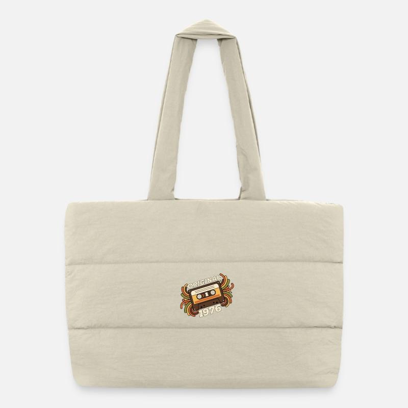 Cassette rétro originale de 1976 - Sac shopping matelassé - blanc naturel