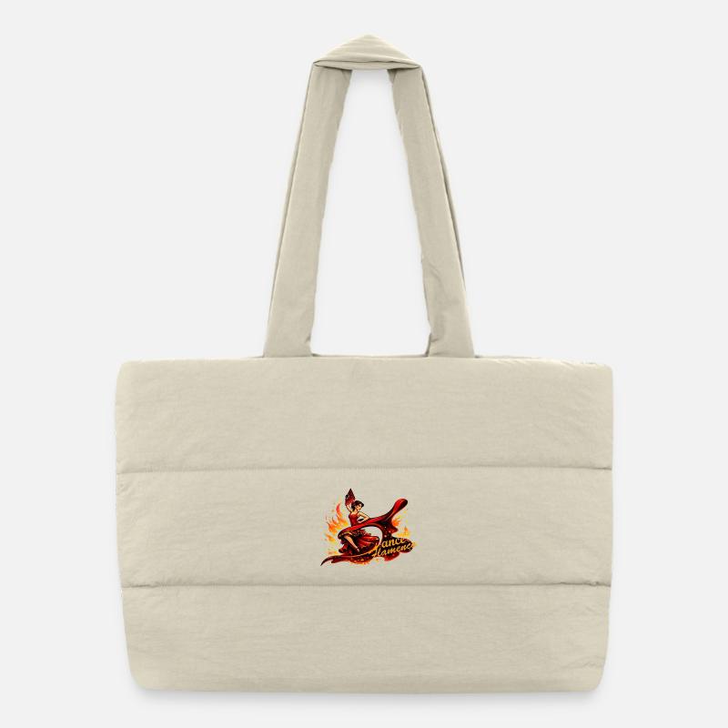 Flamenco dancer with fire and fan Puffer Shopping Bag
