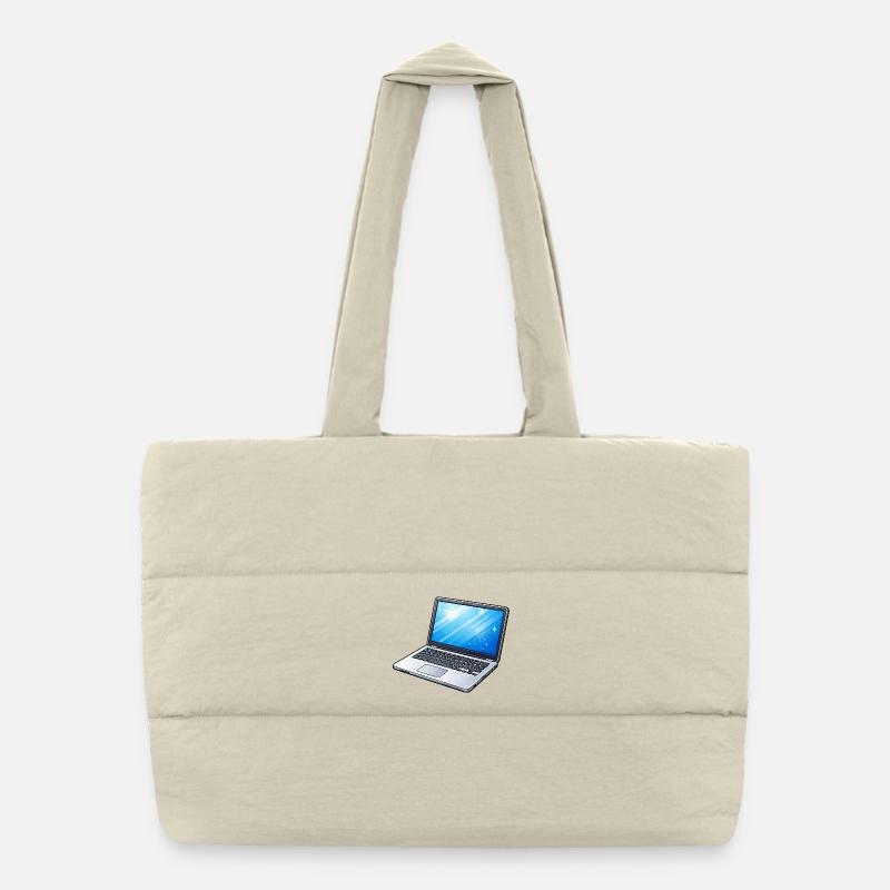 Laptop Light Blue Neon Puffer Shopping Bag
