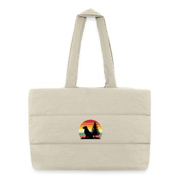 Retro Dog Silhouette Forest Sunset - Puffer Shopping Bag - natural - Front