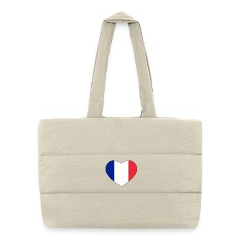Blue white red tricolor heart - Flag FRANCE - Puffer Shopping Bag - natural - Front