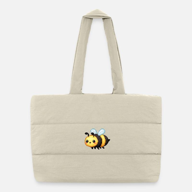 Pixelbiene Niedliche Retro Bienchen Puffer-Einkaufstasche