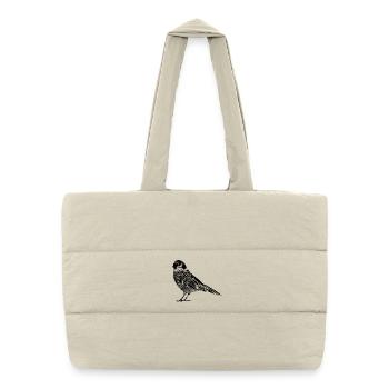 Black and white drawing of a bird - Puffer Shopping Bag - natural - Front