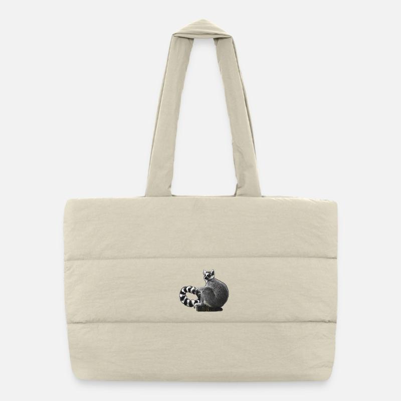 extraordinary animal outfits, ring-tailed lemur, primate Puffer Shopping Bag