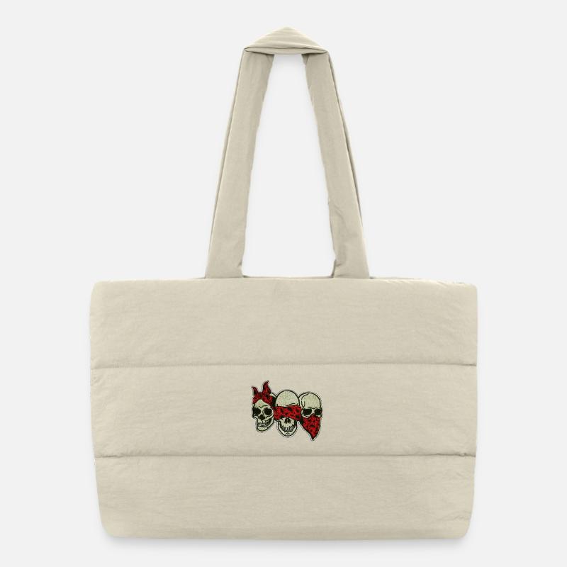 Three Skulls with Red Eye Mask / Three Skulls Puffer Shopping Bag