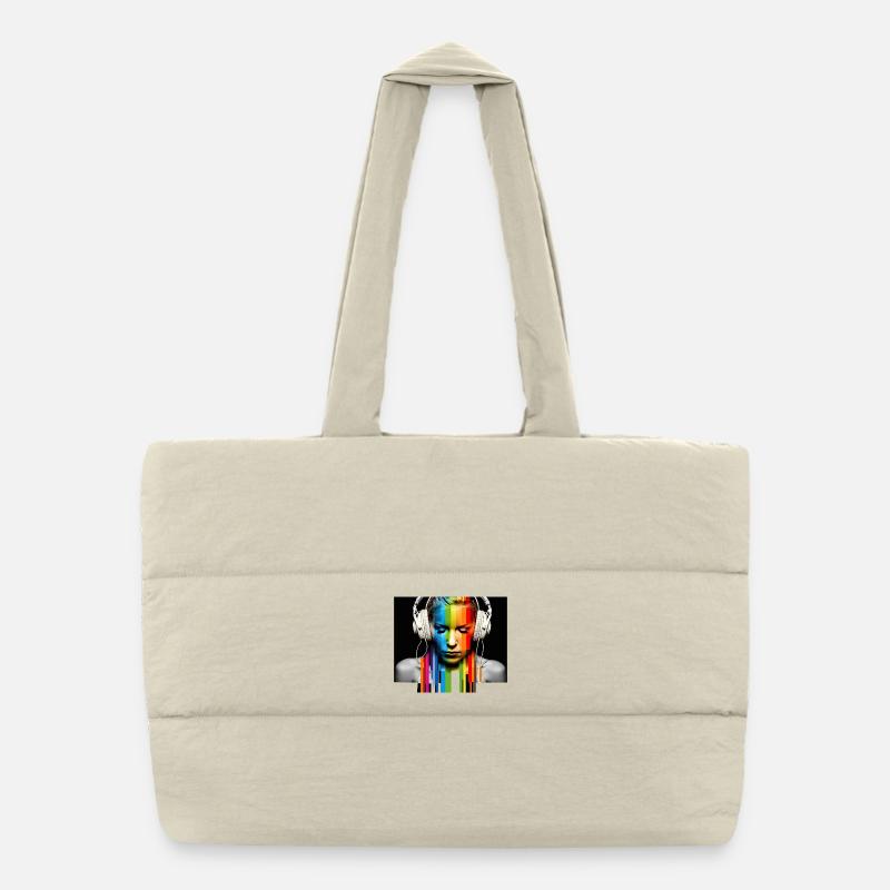 Rainbow Pulse : Portrait des écouteurs Sac shopping matelassé