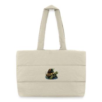 Kleine grüne Schnecke lässt sich von Schildkröte m - Gesteppte Shopping Bag - Naturweiß - Vorne