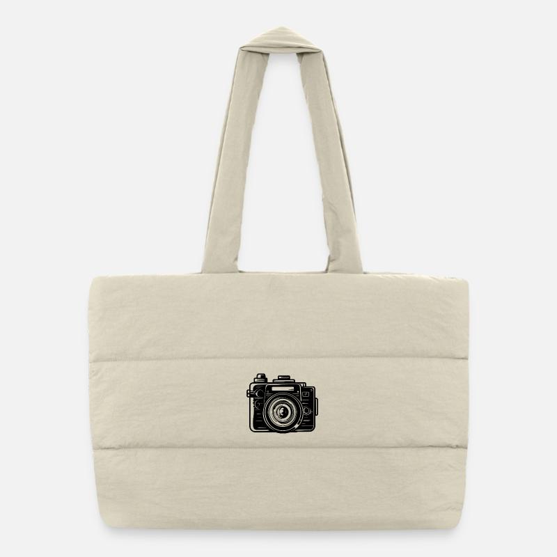 Camera Drawing Puffer Shopping Bag