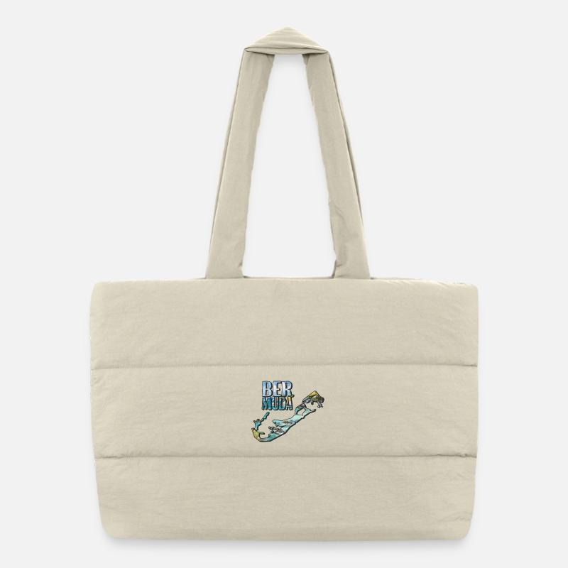 Watercolor Map Bermuda Puffer Shopping Bag