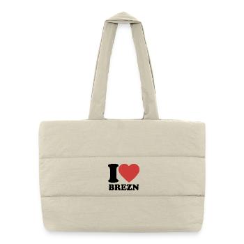 J’aime les bretzels - Coeur - Bretzel - Sac shopping matelassé - blanc naturel - Devant