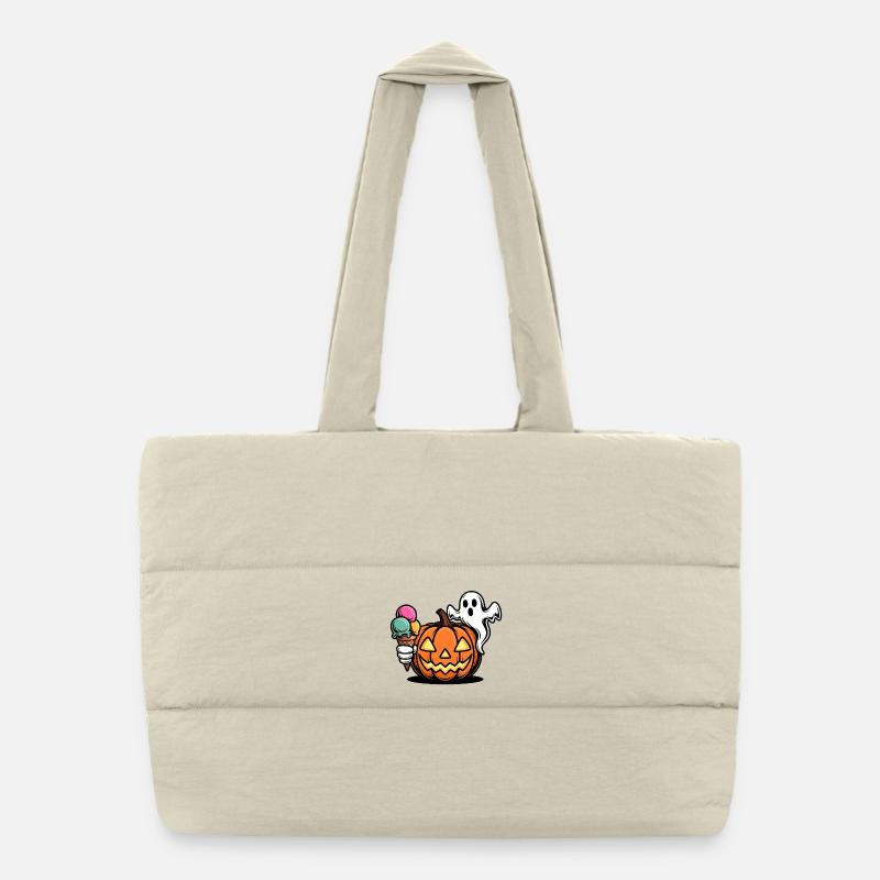 Kürbis-Eis Halloween Spaß Puffer-Einkaufstasche