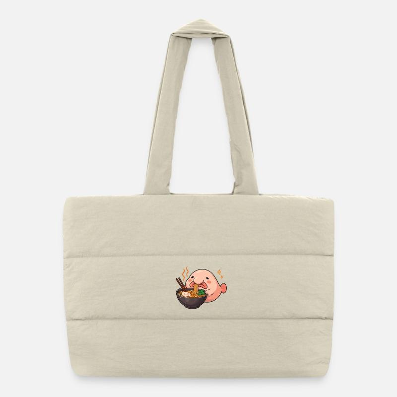 Poisson blob aux nouilles, Ramen, kawaii, poisson blob Sac shopping matelassé