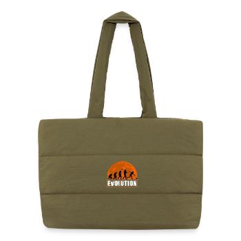 Evolution of Bowling Woman Funny Bowler League Gif - Puffer Shopping Bag - safari green - Front