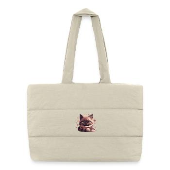 Cozy kitten wrapped in a scarf - Puffer Shopping Bag - natural - Front