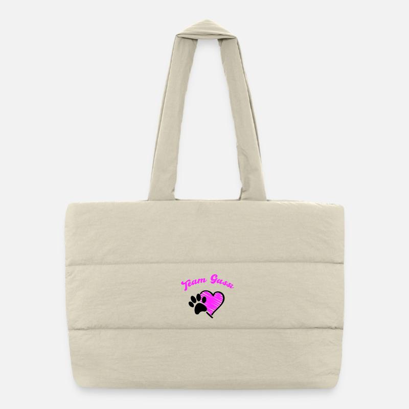 Team Dog Walk Heart Love Puffer Shopping Bag