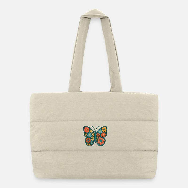 Papillon Coloré Fleur Sac shopping matelassé
