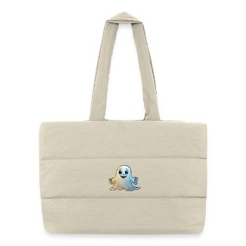 Friendly Ghost Cartoon - Puffer Shopping Bag - natural - Front