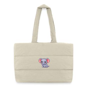 Kleiner Pixel-Elefant Kuschelheld - Puffer-Einkaufstasche - Naturweiß - Vorne