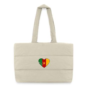 Cameroon Flag Heart - Puffer Shopping Bag - natural - Front