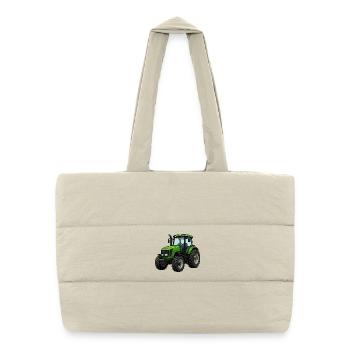 Grüner Traktor Kraftvoll Design - Puffer-Einkaufstasche - Naturweiß - Vorne