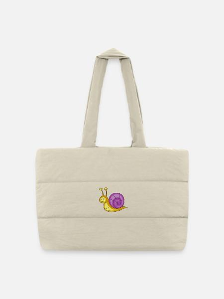 escargot - Sac shopping matelassé - blanc naturel