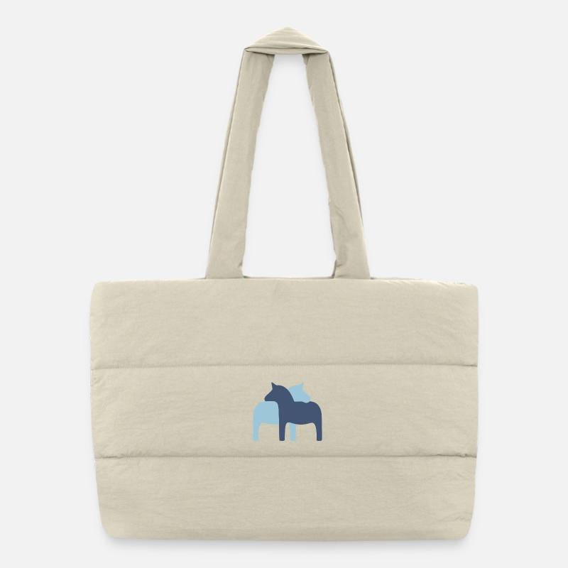 Dalapferd Paar hellblau dunkelblau Pferde Liebe Puffer-Einkaufstasche